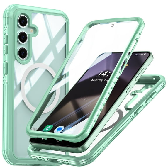 Ancove Magnetic Case for Samsung Galaxy S24 FE,Shockproof Full-Body Protection Case Compatible with MagSafe Built-in Screen Protector Clear Back Cover for Galaxy S24 FE,Green