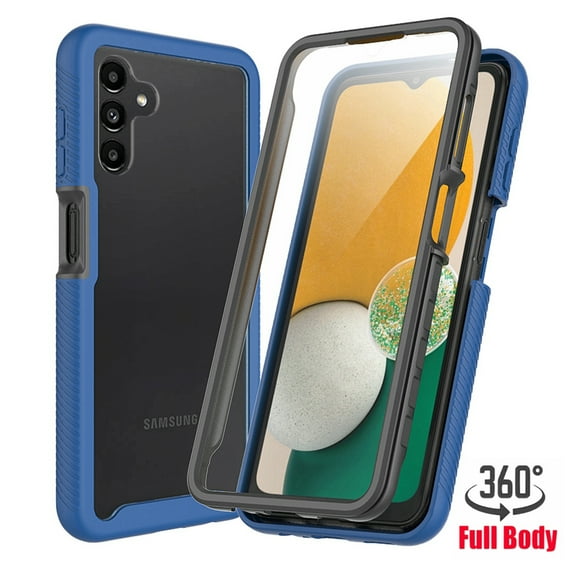 Ancove for Samsung A15 Phone Case with Built-in Screen Protector,Shockproof Rugged Bumper Clear Back Full Body Protective Cover for Samsung Galaxy A15,Darkblue