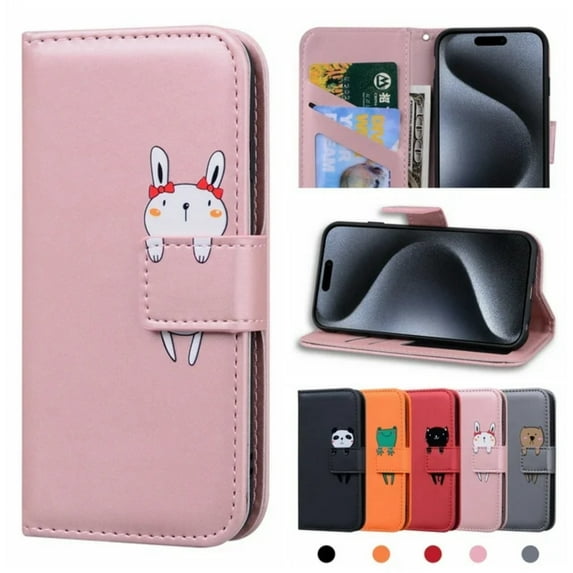 Ancove for Samsung Galaxy A12 Wallet Case,Cartoon Animals PU Leather Card Slots Shockproof Magnetic Closure Kickstand Flip Folio Case Cover for Samsung Galaxy A12,Rosegold