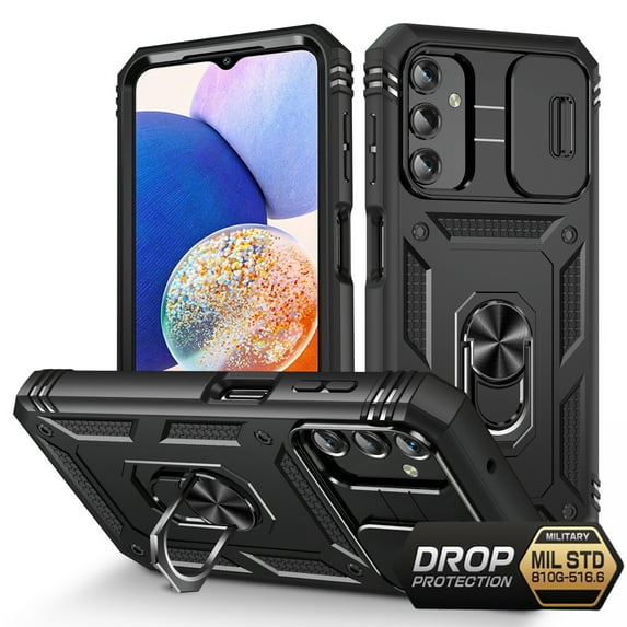 Ancove for Samsung Galaxy A25 5G Rugegd Case with Ring Holder Kickstand,Heavy Duty Military Grade Shockproof Protective Case Cover for Galaxy A25 5G,Black
