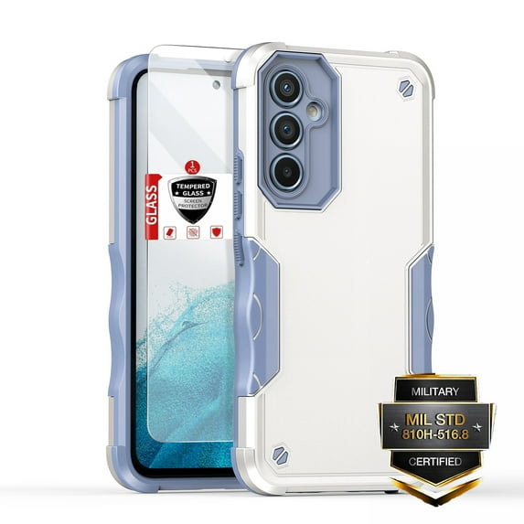 Ancove for Samsung Galaxy A35 Rugegd Case with Screen Protector,Military Grade Heavy-Duty Dual Layer Hard PC and TPU Rugged Shockproof Protective Case Cover for Samsung Galaxy A35,White