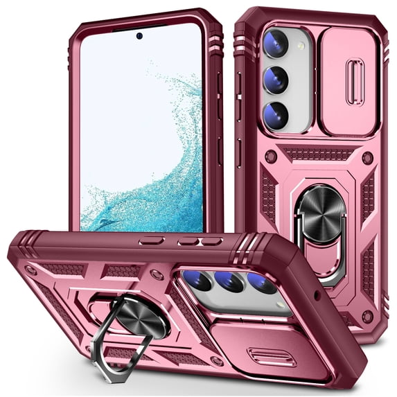 Ancove for Samsung Galaxy Note 20 Ultra Rugegd Case with Ring Holder Kickstand,Heavy Duty Military Grade Shockproof Protective Case Cover for Samsung Galaxy Note 20 Ultra, Pink+Red