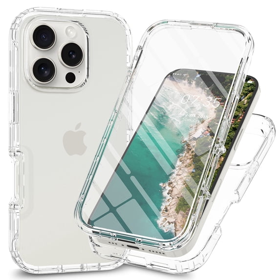 Ancove for iPhone 16 Pro Case, Rugged Case with Built-in Touch Sensitive Anti-Scratch Screen Protector, Soft TPU Bumper Case for iPhone 16 Pro,Clear