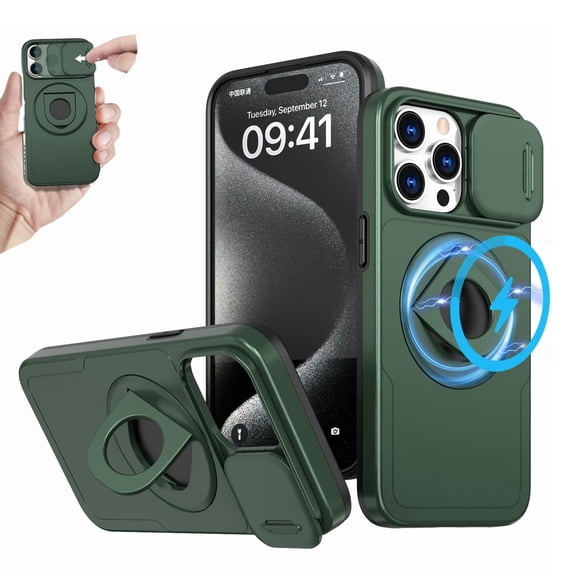 Ancove for iPhone 11 Pro Rugged Case,[Compatible with Mag Safe] Magnetic Ring Holder Kickstand Shockproof Military Grade Drop Protection Phone Cover Case for Apple iPhone 11 Pro,Darkgreen