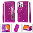 thumbnail image 1 of Ancove for iPhone 13 Pro Max Wallet Case with Card Holder & Strap,Glitter Bling PU Leather Shockproof Magnetic Kickstand Zipper Pocket Flip Case Cover for Apple iPhone 13 Pro Max,Purple, 1 of 6