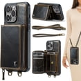 thumbnail image 1 of Ancove for iPhone 13 Pro Max Wallet Case with Detachable Shoulder Strap & Wrist Strap,PU Leather RFID Blocking Card Slots Kickstand Zipper Purse Crossbody Case Cover for ,Coffee, 1 of 6