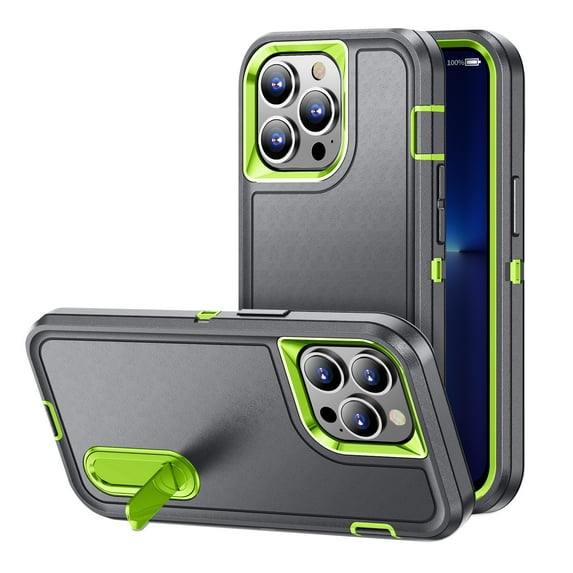 Ancove for iPhone 13 Pro Rugged Case with Kickstand,Shockproof Heavy Duty Dustproof Military Grade Drop Protection Phone Cover Case for Apple iPhone 13 Pro,Gray+Green