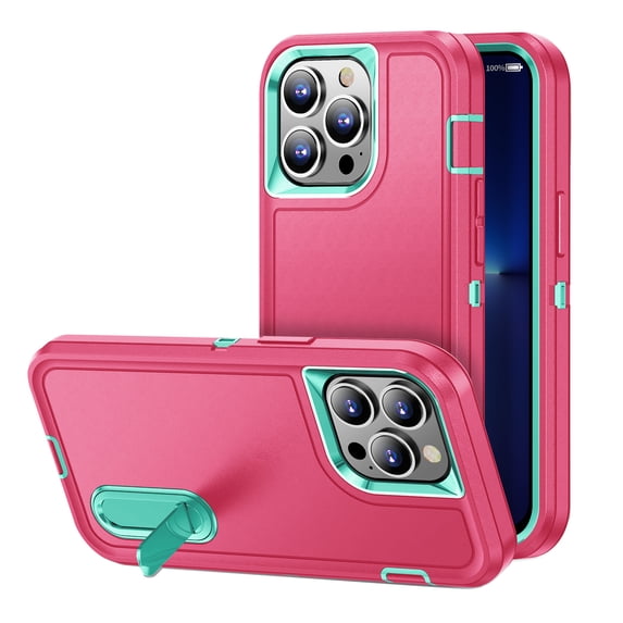 Ancove for iPhone 13 Pro Rugged Case with Kickstand,Shockproof Heavy Duty Dustproof Military Grade Drop Protection Phone Cover Case for Apple iPhone 13 Pro,Rose+Mint