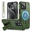 thumbnail image 1 of Ancove for iPhone 14/13 Magnetic Case with Kickstand & Lanyard Strap,[Compatible with Mag Safe] Military-Grade Protection Heavy Duty Shockproof Rugged Cover for iPhone 14/13,Armygreen, 1 of 11