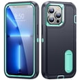 thumbnail image 1 of Ancove for iPhone 14 Pro Max Rugged Case with Kickstand,Shockproof Heavy Duty Dustproof Military Grade Drop Protection Phone Cover Case for Apple iPhone 14 Pro Max,Darkblue+Mint, 1 of 8