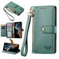 thumbnail image 1 of Ancove for iPhone 14 Pro Wallet Case with Card Holder & Wrist Strap,Cute PU Leather RFID Blocking Love Heart Pattern Kickstand Zipper Purse Flip Case Cover for Women Girls,Green, 1 of 8