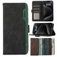 thumbnail image 1 of Ancove for iPhone 14 Wallet Case with Card Holder Kickstand,RFID Blocking PU Leather Shockproof Splicing Color Flip Case Cover for iPhone 14,Black+Green, 1 of 7