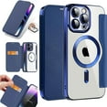 thumbnail image 1 of Ancove for iPhone 14 Wallet Case with Card Holder,Magnetic Mag Safe RFID Blocking PU Leather Clear Back Full Body Protective Case Cover for iPhone 14,Darkblue, 1 of 1