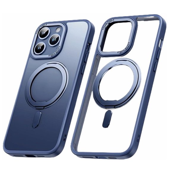Ancove for iPhone 15 Clear Case with Ring Holder Kickstand,Magnetic [Compatible with Mag Safe] Crystal Transparent Shockproof Protective Case Cover for iPhone 15,Blue