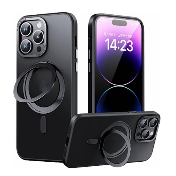 Ancove for iPhone 15 Plus Clear Case with Ring Holder Kickstand,Magnetic [Compatible with Mag Safe] Crystal Transparent Shockproof Protective Case Cover for iPhone 15 Plus,Black