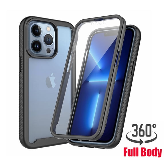 Ancove for iPhone 15 Plus Phone Case with Built-in Screen Protector,Shockproof Rugged Bumper Clear Back Full Body Protective Cover for Apple iPhone 15 Plus/15+,(Black)
