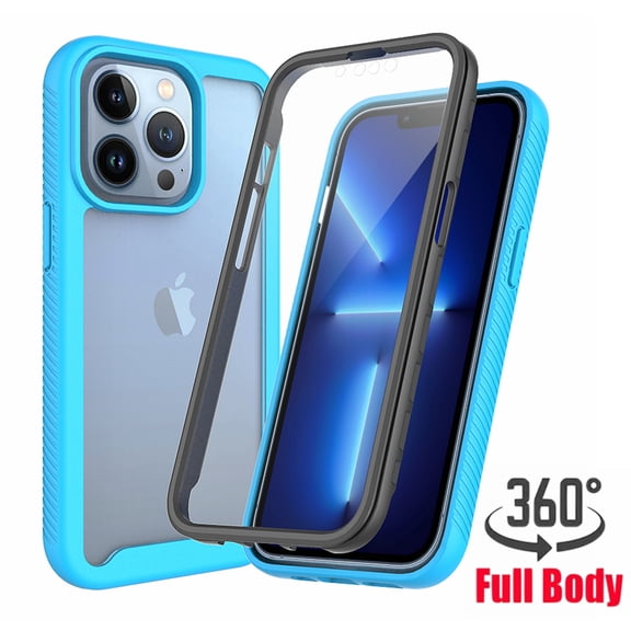 Ancove for iPhone 15 Plus Phone Case with Built-in Screen Protector,Shockproof Rugged Bumper Clear Back Full Body Protective Cover for Apple iPhone 15 Plus/15+,(Blue)