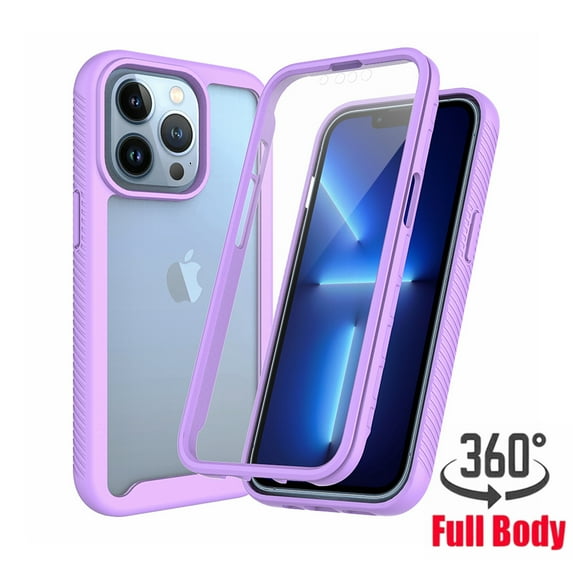 Ancove for iPhone 15 Plus Phone Case with Built-in Screen Protector,Shockproof Rugged Bumper Clear Back Full Body Protective Cover for Apple iPhone 15 Plus/15+,(Purple)