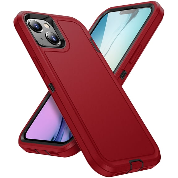 Ancove for iPhone 15 Plus Rugged Case,Military Grade Drop Test Heavy Duty Shockproof Frosted Matte Dual Layer Protective Phone Cover for Apple iPhone 15 Plus,Red+Black