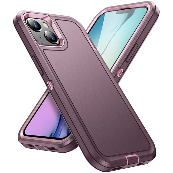 Ancove for iPhone 15 Plus Rugged Case,Military Grade Drop Test Heavy Duty Shockproof Frosted Matte Dual Layer Protective Phone Cover for Apple iPhone 15 Plus,Purple+Pink