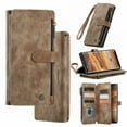 thumbnail image 1 of Ancove for iPhone 15 Plus Wallet Case with Credit Card Holder & Wrist Strap,PU Leather Kickstand Magnetic Closure Zipper Pocket Flip Folio Case Cover for iPhone 15 Plus,Brown, 1 of 7