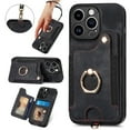 thumbnail image 1 of Ancove for iPhone 15 Pro Max Wallet with Card Holder & Wrist Strap,PU Leather RFID Blocking Ring Holder Kickstand Flip Case Cover for Women Men for iPhone 15 Pro Max,Black, 1 of 8