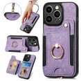thumbnail image 1 of Ancove for iPhone 15 Pro Max Wallet with Card Holder & Wrist Strap,PU Leather RFID Blocking Ring Holder Kickstand Flip Case Cover for Women Men for iPhone 15 Pro Max,Purple, 1 of 8