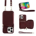 thumbnail image 1 of Ancove for iPhone 15 Pro RFID Blocking Wallet Case , Adjustable Crossbody Zipper Purse Case Card Holder with Kickstand Detachable Wrist Strap, PU Leather Flip Folio Case for Women,Winered, 1 of 9