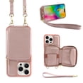 thumbnail image 1 of Ancove for iPhone 15 Pro RFID Blocking Wallet Case , Adjustable Crossbody Zipper Purse Case Card Holder with Kickstand Detachable Wrist Strap, PU Leather Flip Folio Case for Women,Rosegold, 1 of 9