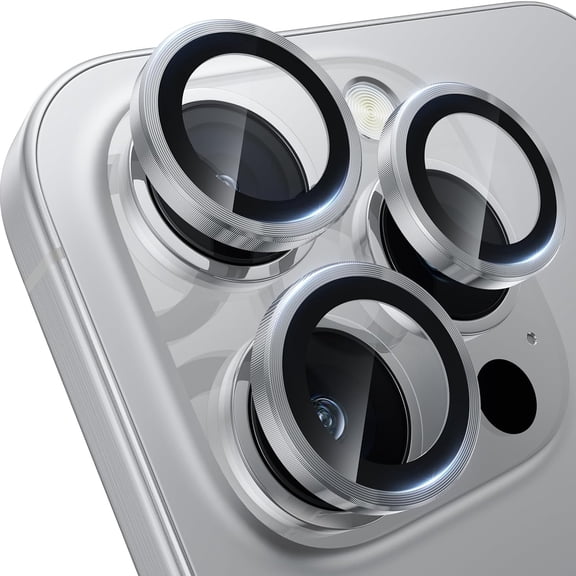 Ancove for iPhone 16 Pro Camera Lens Protector, Military Grade Shatterproof Ultra HD Tempered Glass Camera Lens Protector Metal Individual Ring for iPhone 16 Pro,Silver