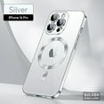 thumbnail image 1 of Ancove for iPhone 16 Pro Clear Case, Luxury Plating Frame Transparent Non-Yellowing Back Case with Camera Lens Full Protection, Compatible with MagSafe Wireless Charging,Silver, 1 of 13