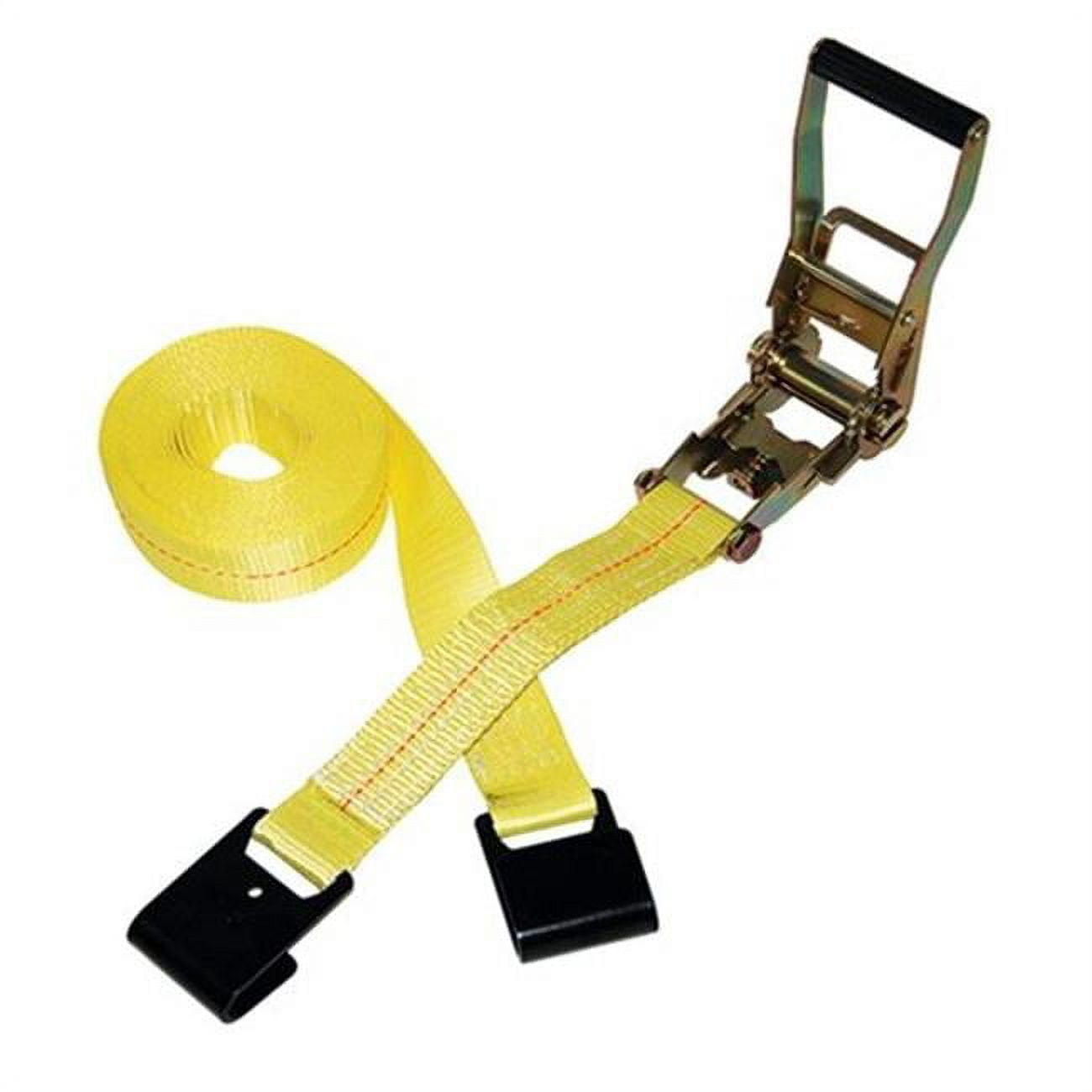 2 X 50' Ratchet Tie Down Strap with Long, Wide Handle & Flat Hooks