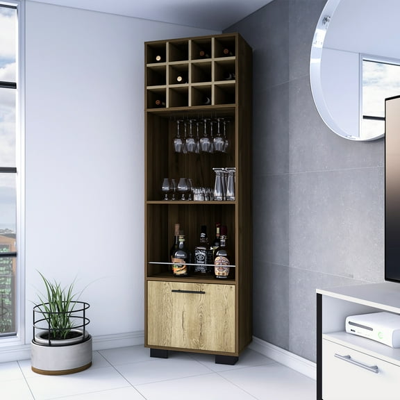 And Bar Cabinet For 12 Bottles, With 2 Shelves, 1 Drawer Cup Rack 12 In Holder Large Space