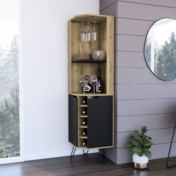 And Black 6 Drink Cabinet With Cup Stand Doors 2-shelf Bar Rack In