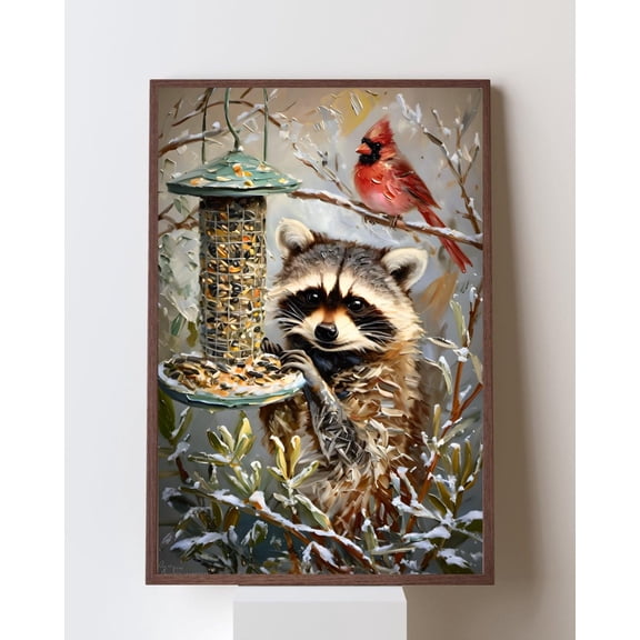And Cardinal Rustic Animal Decor, Winter Woodland Wall Art, Cozy Cabin Wildlife, Nature Wall Poster, Unframed Poster Size 24x36