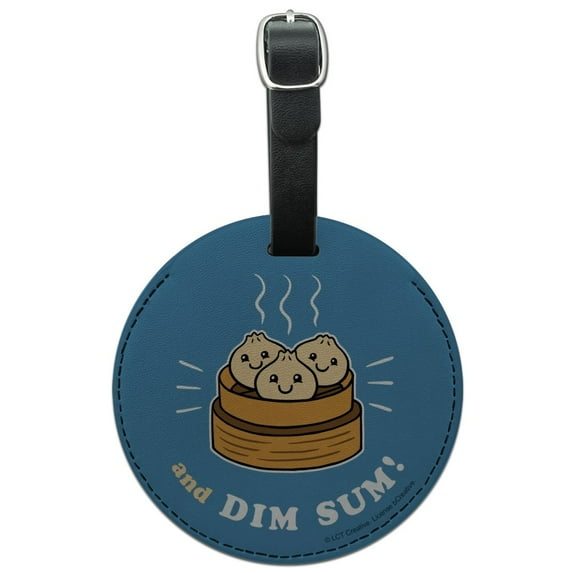 And Dim Sum Then Some Funny Humor Round Leather Luggage Card Suitcase Carry-On ID Tag