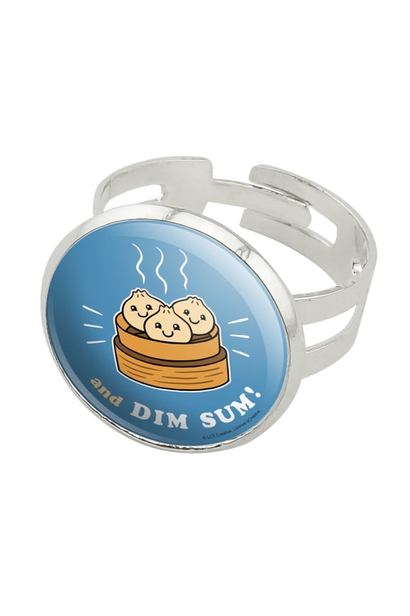 And Dim Sum Then Some Funny Humor Silver Plated Adjustable Novelty Ring