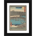 thumbnail image 1 of Andō Hiroshige 11x14 Black Ornate Wood Framed Double Matted Museum Art Print Titled: Nihonbashi (1855), 1 of 5
