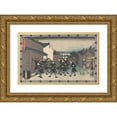 thumbnail image 1 of Andō Hiroshige 14x11 Gold Ornate Wood Frame and Double Matted Museum Art Print Titled - Night Visit to the Armorer (19th Century), 1 of 4