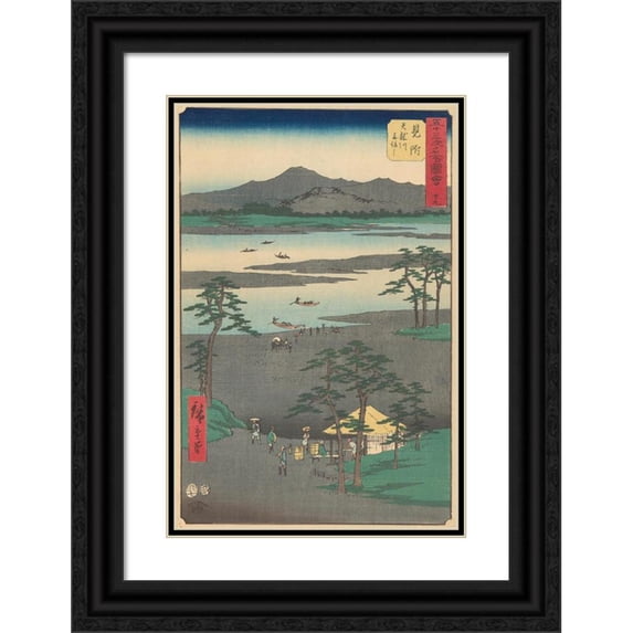 Andō Hiroshige 17x24 Black Ornate Framed Double Matted Museum Art Print Titled: Mitsuke (1855)
