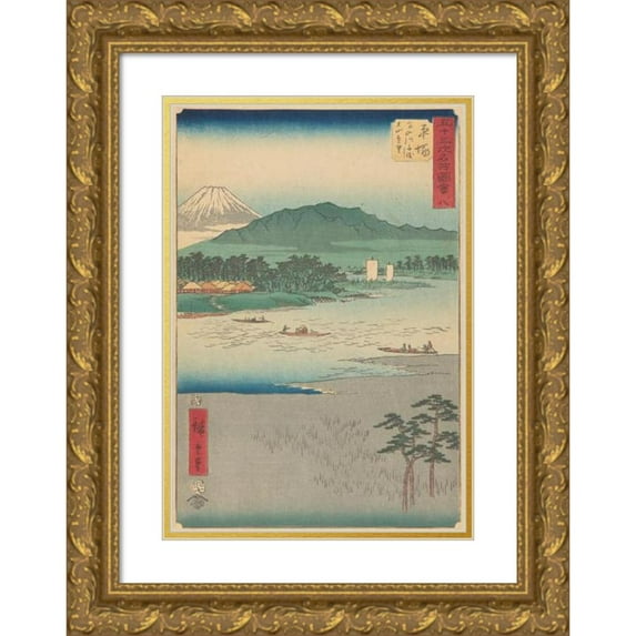 Andō Hiroshige 17x24 Gold Ornate Framed and Double Matted Museum Art Print Titled - Hiratsuka (1855)