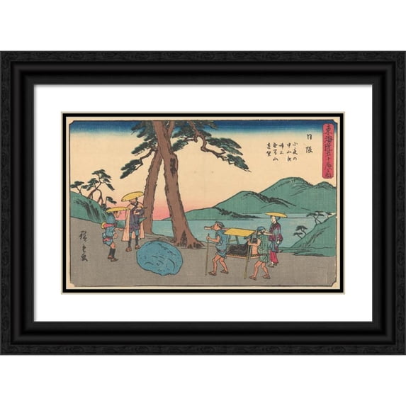 Andō Hiroshige 18x13 Black Ornate Wood Framed Double Matted Museum Art Print Titled - Nissaka (ca. 1841 --1842)