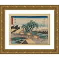 thumbnail image 1 of Andō Hiroshige 18x14 Gold Ornate Wood Frame and Double Matted Museum Art Print Titled - Tokaido Gojusantsugi, Pl.36 (1868-1912), 1 of 4