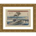 thumbnail image 1 of Andō Hiroshige 24x17 Gold Ornate Framed and Double Matted Museum Art Print Titled - Yokkaichi: View of the Mie River, from the Series the Fifty-Three Stations of the Tokaido (C. 1833-34), 1 of 4