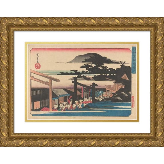 Andō Hiroshige 24x17 Gold Ornate Framed and Double Matted Museum Art Print Titled - Toto Meisho Shiba Shimei (19th Century)