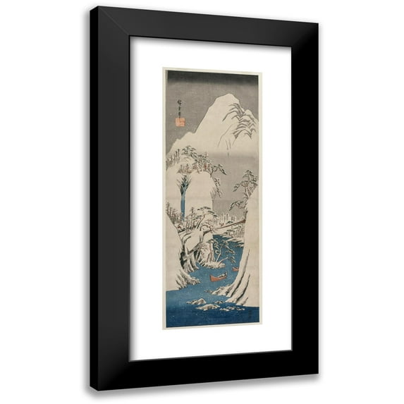 Andō Hiroshige 9x18 Black Modern Framed Museum Art Print Titled - The Fuji River in the Snow (1841)