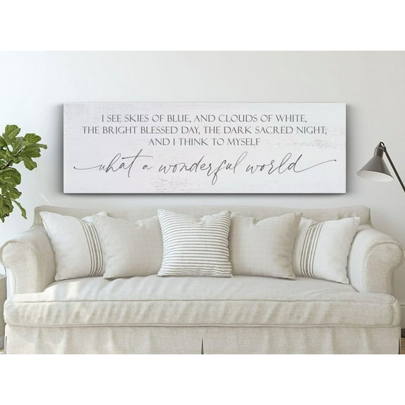 And I Think To Myself What A Wonderful World Sign Wall Art Canvas Prints I See Skies Quotes Poster Painting Christmas Wall Decor Unframed