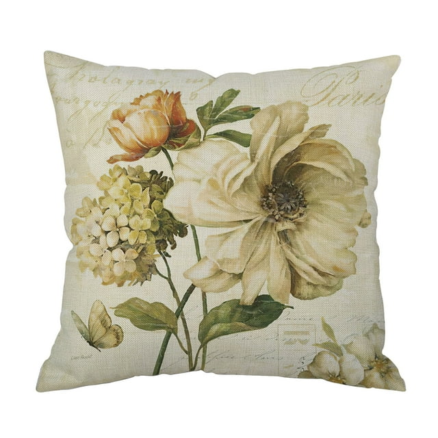 And Linen Pillowcase Flower Cushion Green Flower Leaf Cushion Sofa