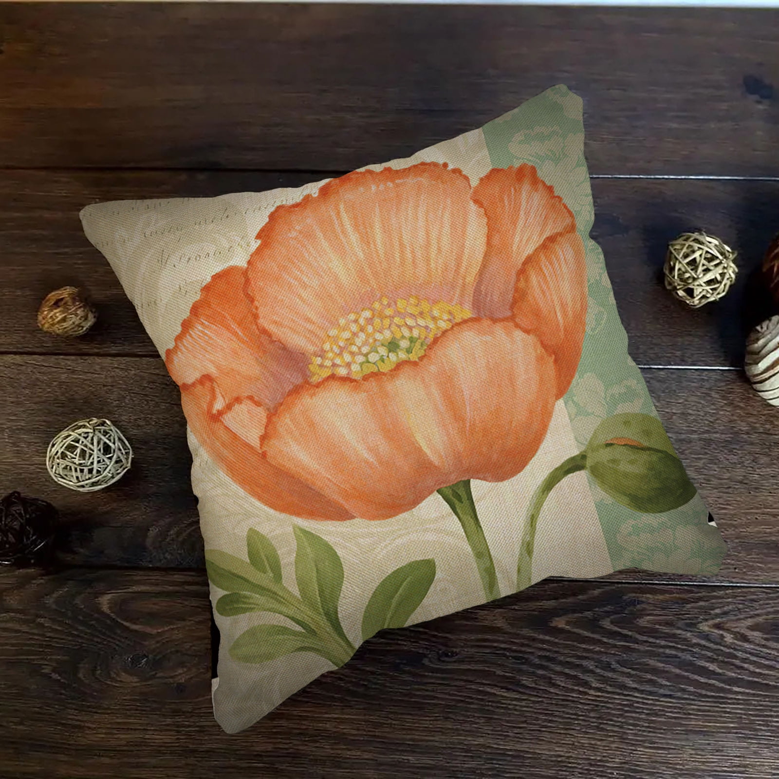 And Linen Pillowcase Flower Cushion Green Flower Leaf Cushion Sofa