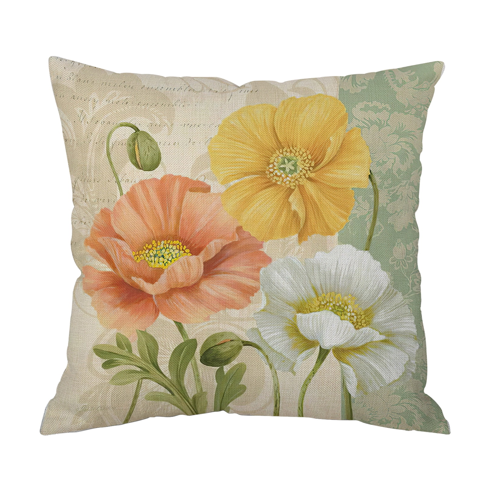 And Linen Pillowcase Flower Cushion Green Flower Leaf Cushion Sofa